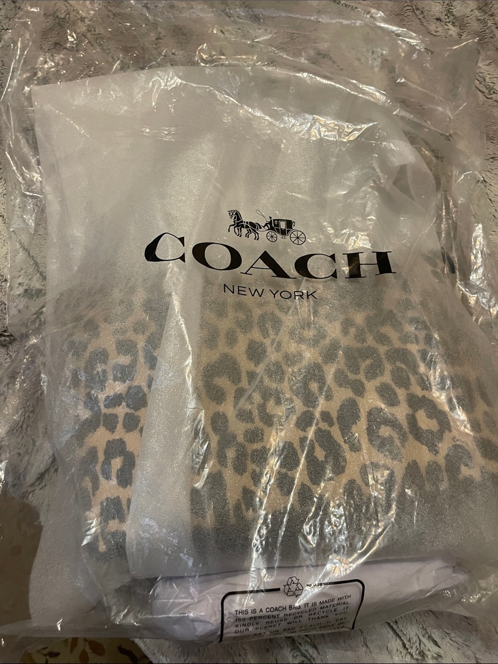 NWT - Coach Leopard Print Galley Tote Bag - Black and Tan - Picture 6 of 6